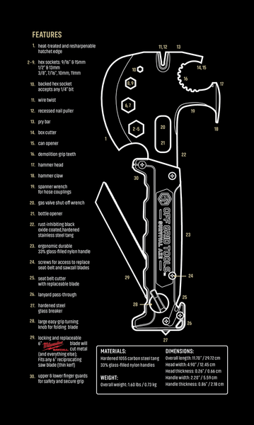 The Off Grid Survival Axe Elite (Made in USA) a.k.a. "Lil Trucker™"